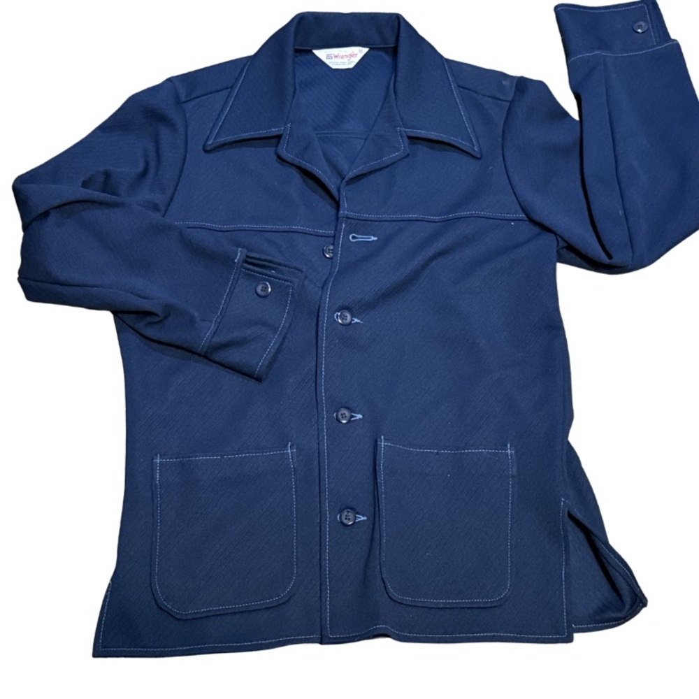 Vintage Wrangler Button Up Blazer Jacket M Navy Workwear Western